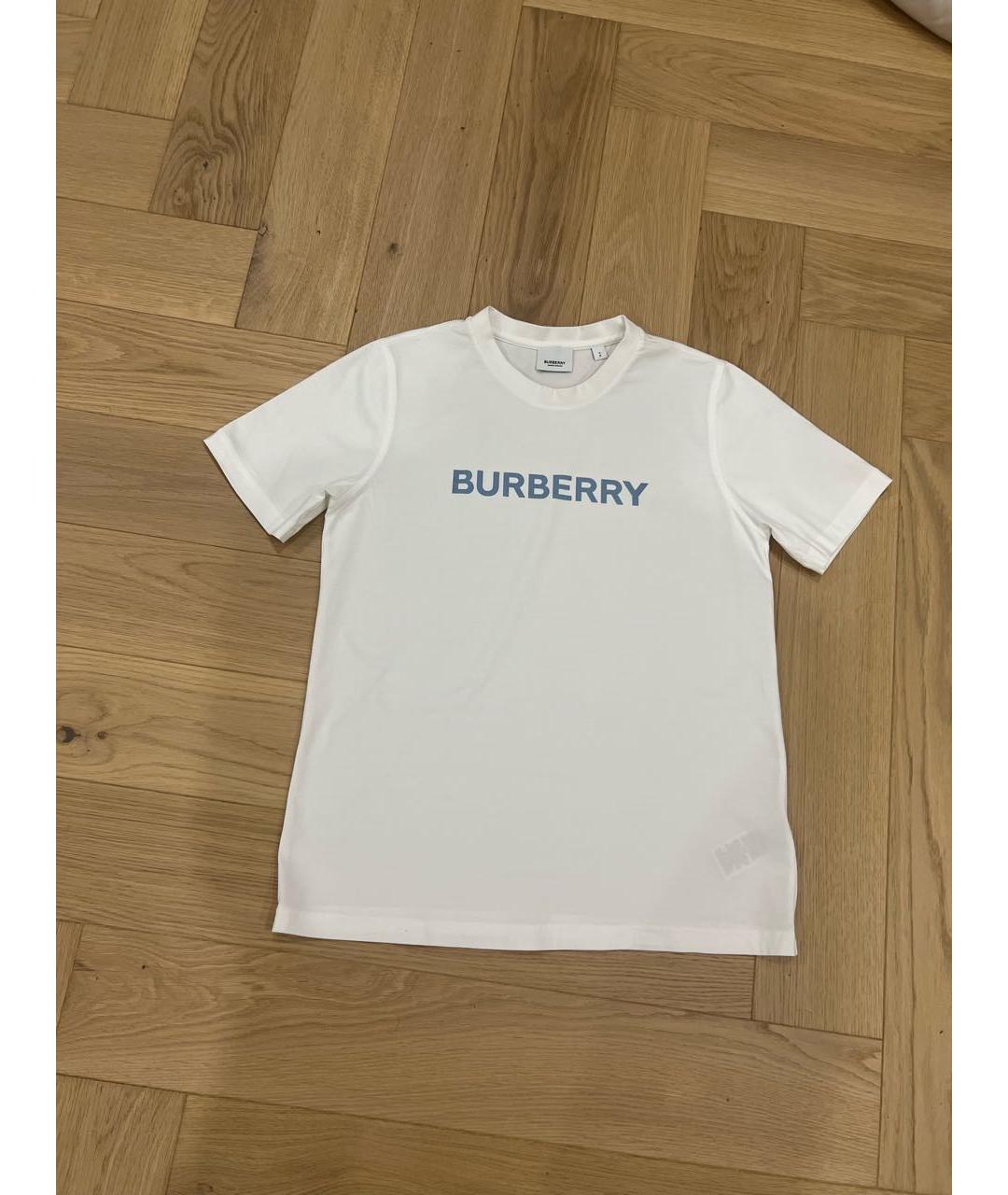 BURBERRY Белая хлопковая футболка, фото 5