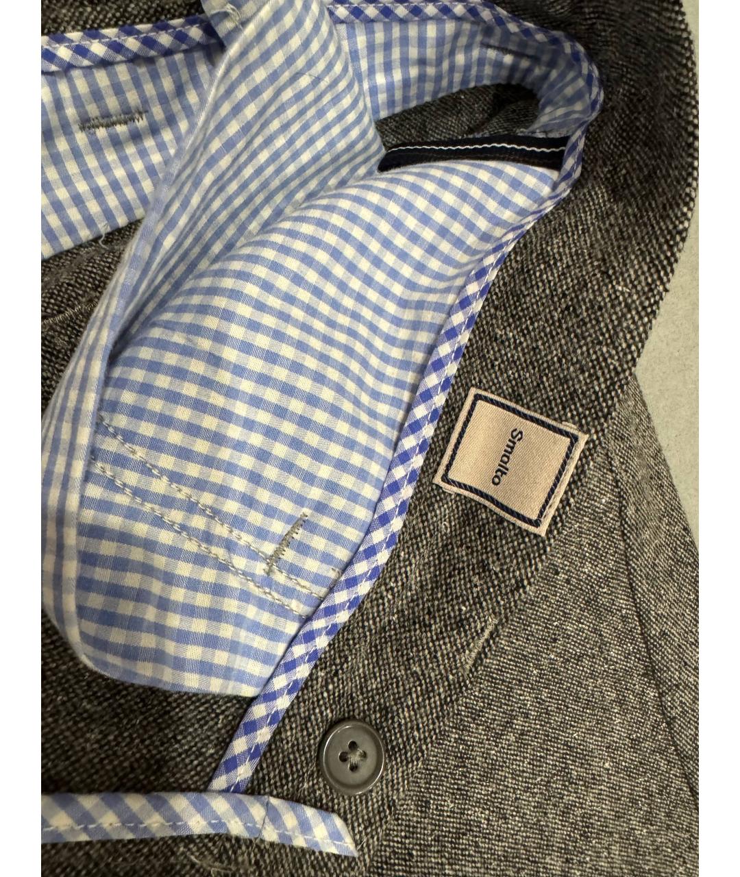 BRUNELLO CUCINELLI Серые шерстяные повседневные брюки, фото 4