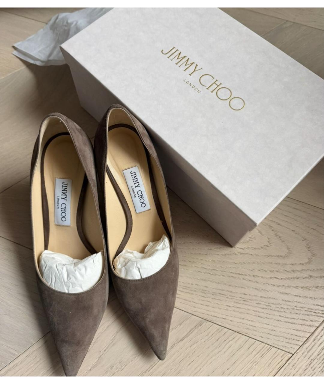 JIMMY CHOO Бежевые замшевые туфли, фото 2