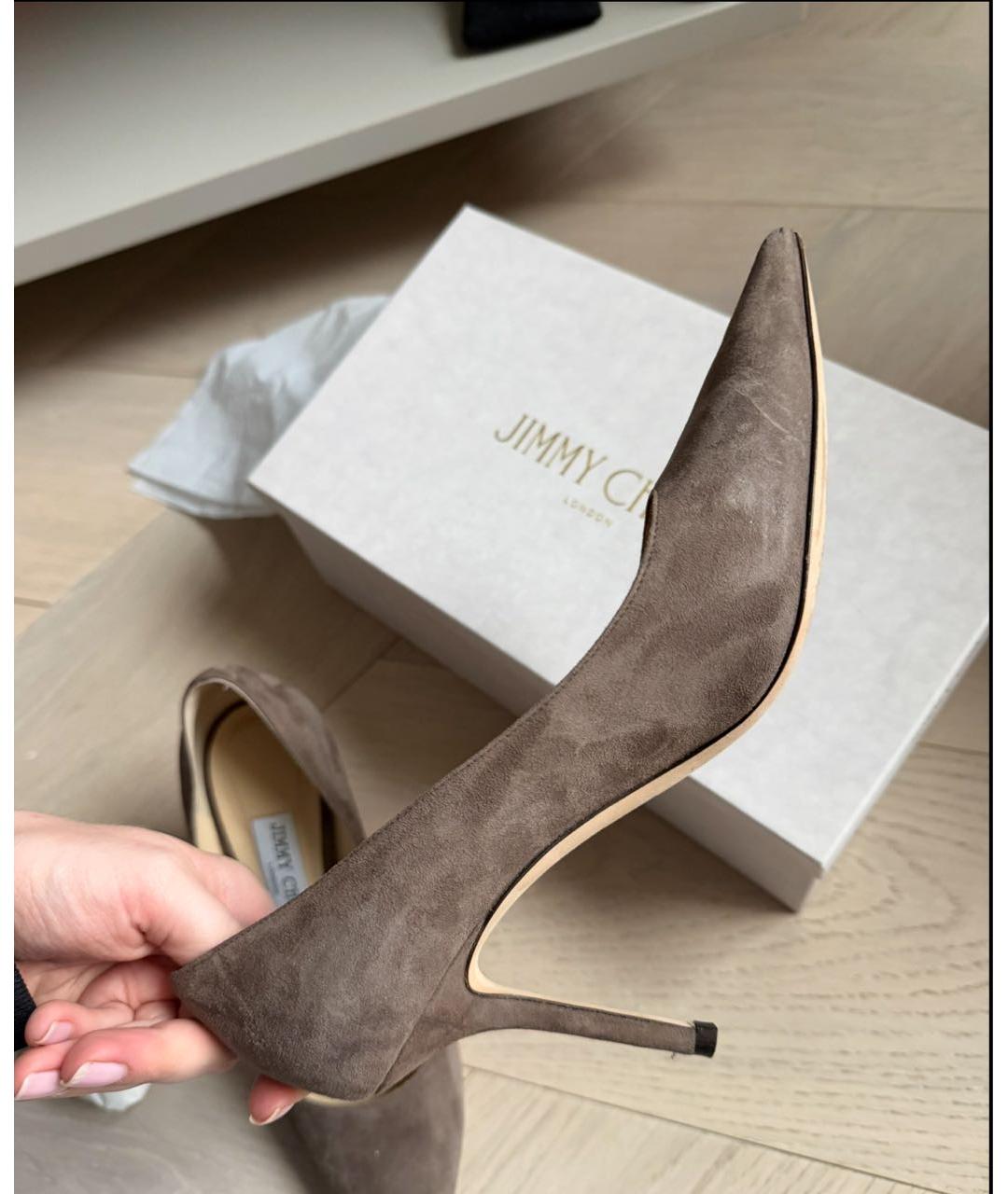 JIMMY CHOO Бежевые замшевые туфли, фото 7