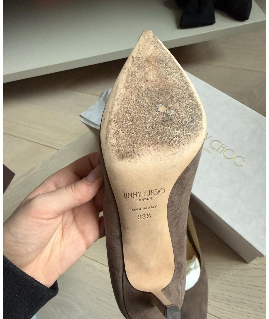 JIMMY CHOO Бежевые замшевые туфли, фото 4
