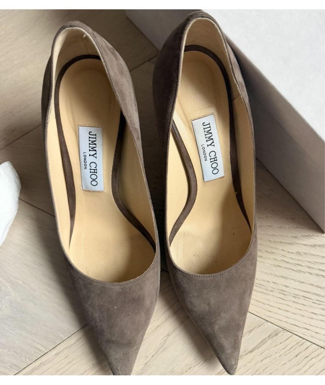 JIMMY CHOO Бежевые замшевые туфли, фото 5