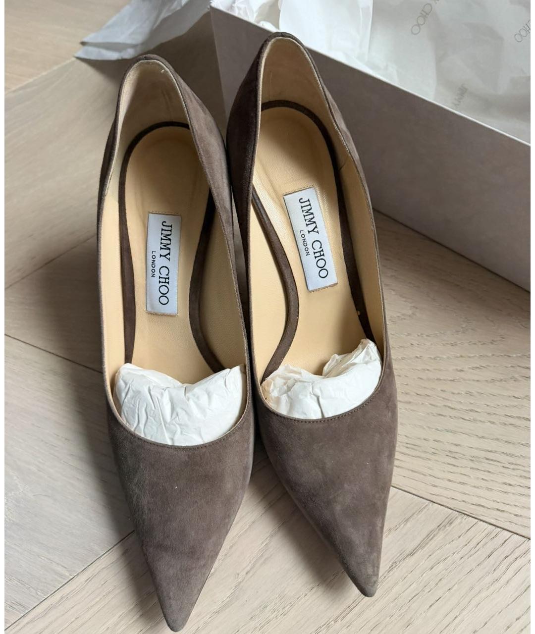 JIMMY CHOO Бежевые замшевые туфли, фото 3