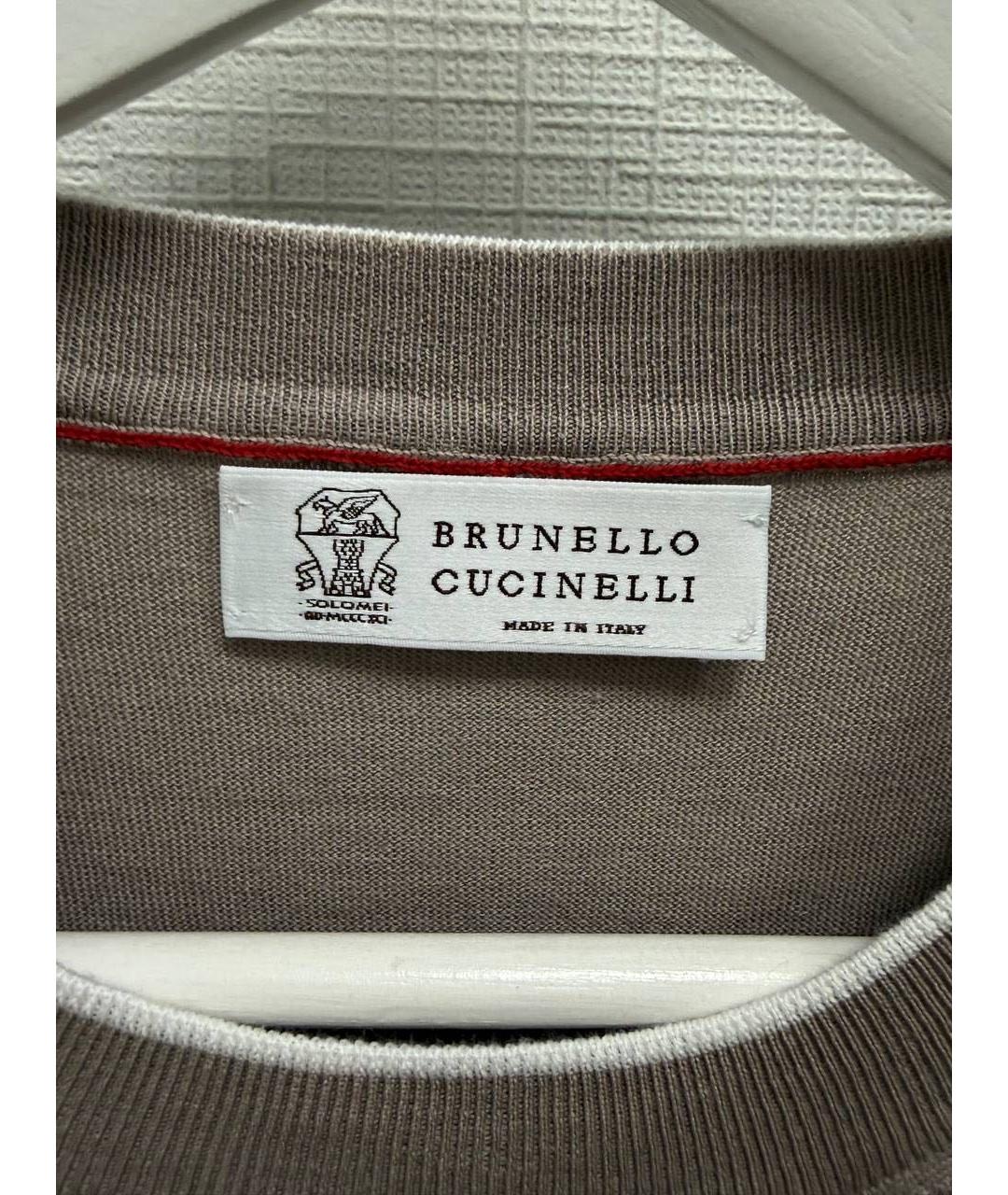 BRUNELLO CUCINELLI Бежевая хлопковая футболка, фото 3