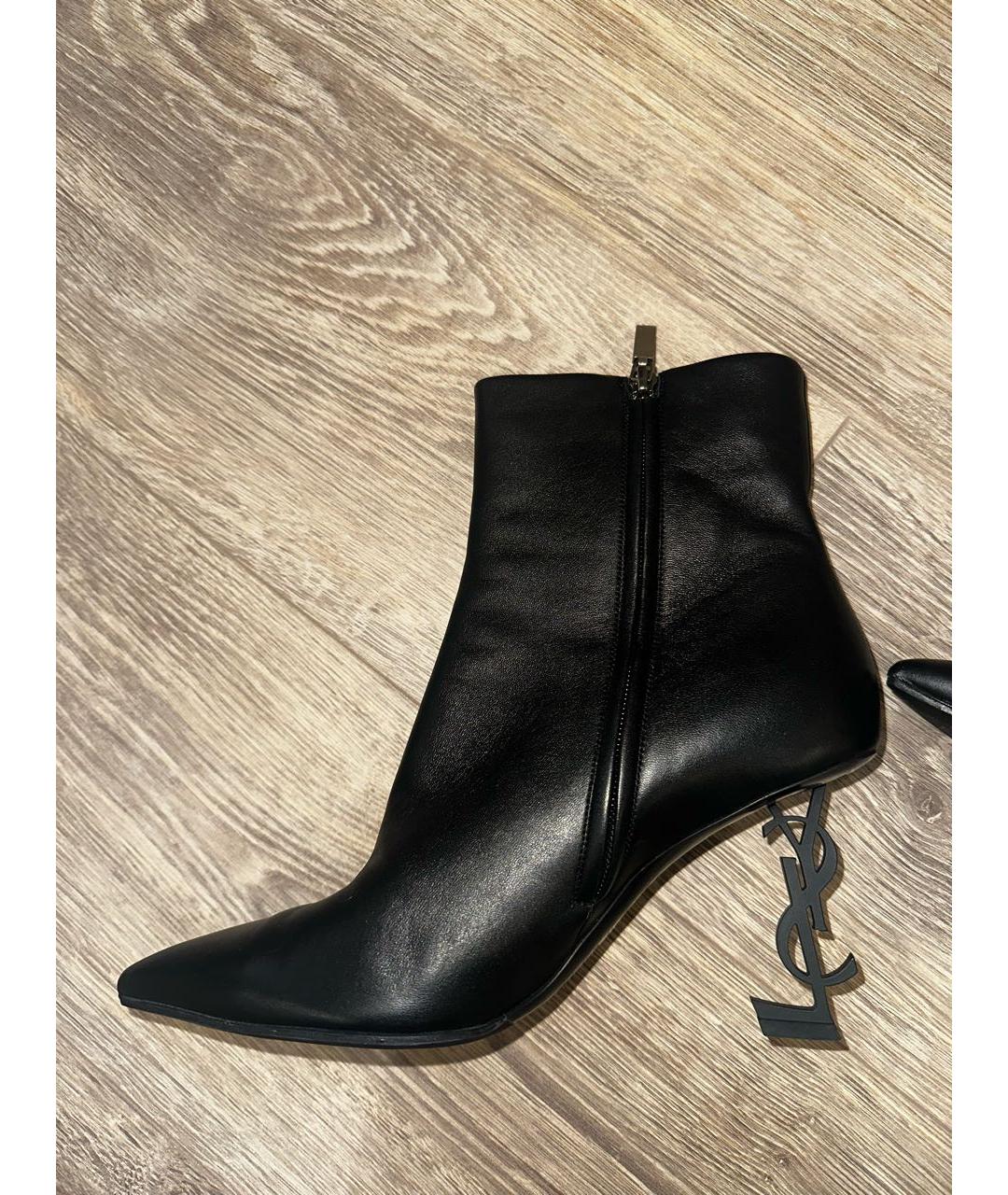 SAINT LAURENT Черные кожаные ботильоны, фото 6