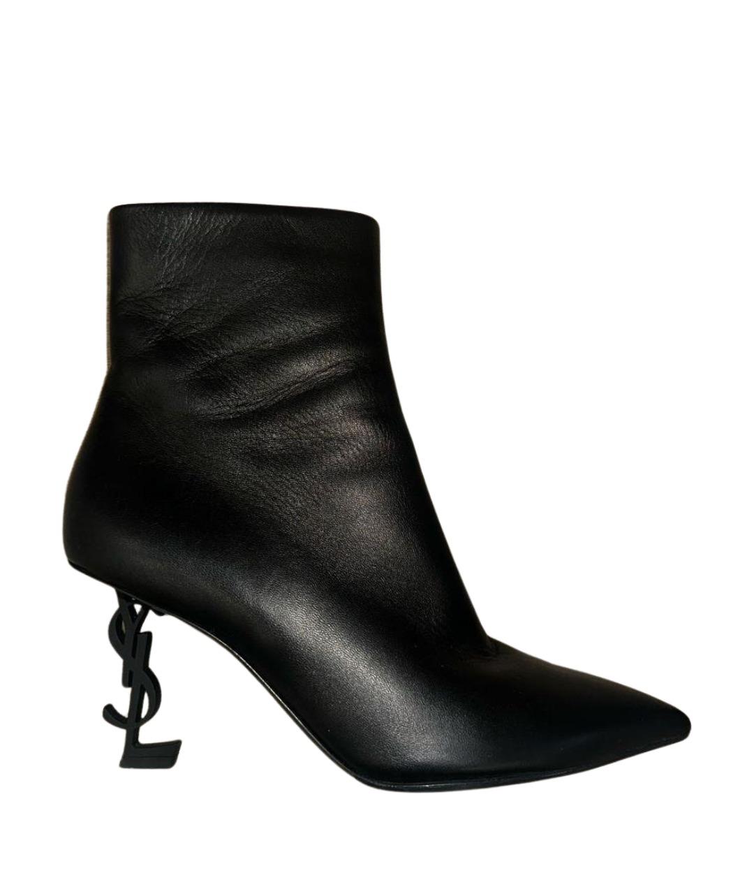SAINT LAURENT Черные кожаные ботильоны, фото 1