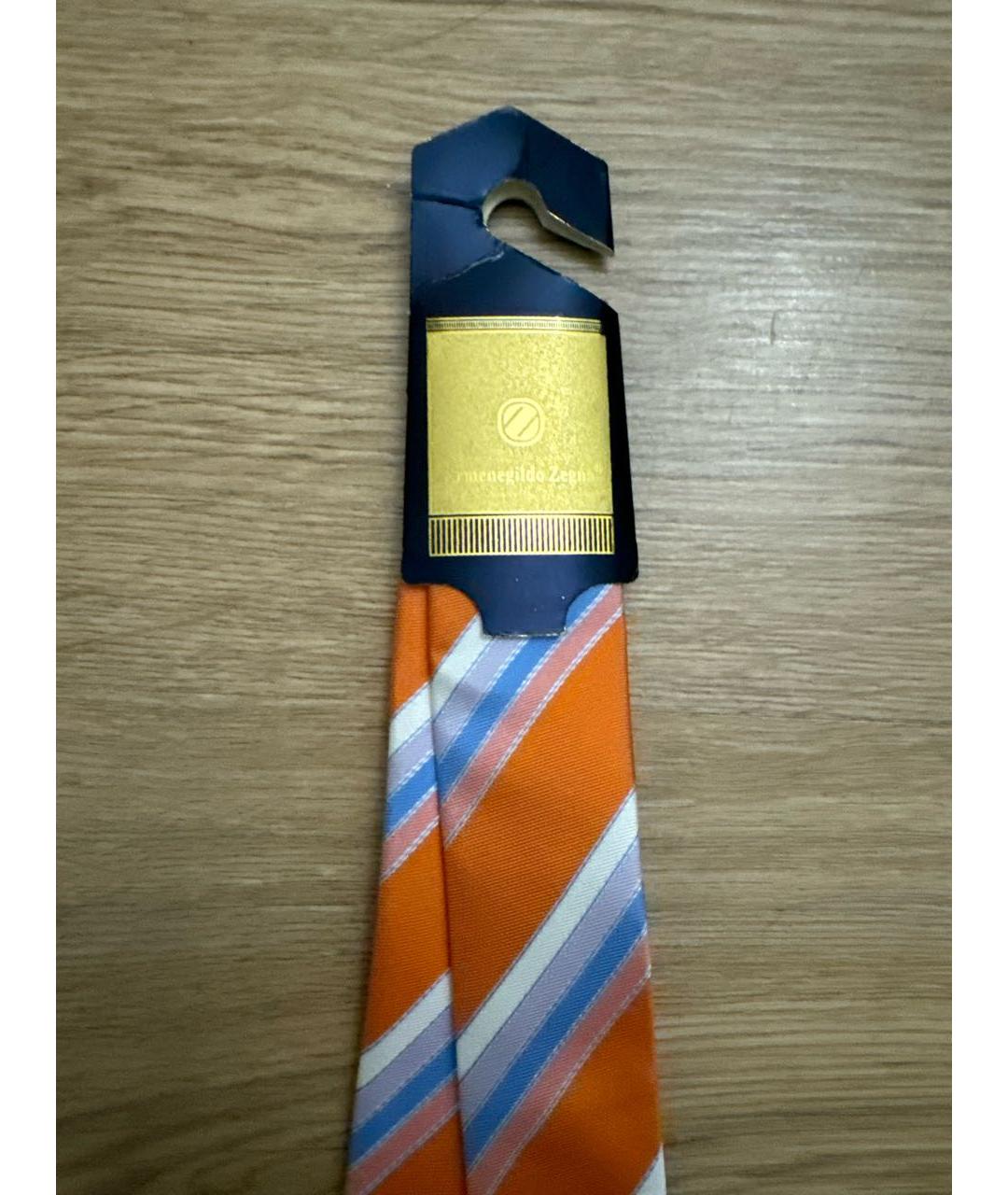ERMENEGILDO ZEGNA XXX Оранжевый шелковый галстук, фото 6
