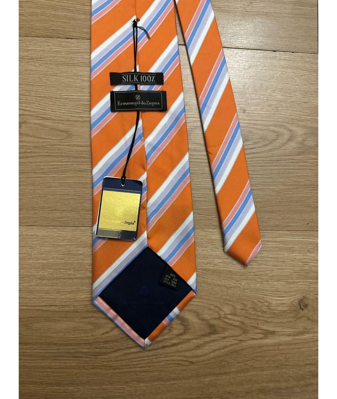 ERMENEGILDO ZEGNA XXX Оранжевый шелковый галстук, фото 4