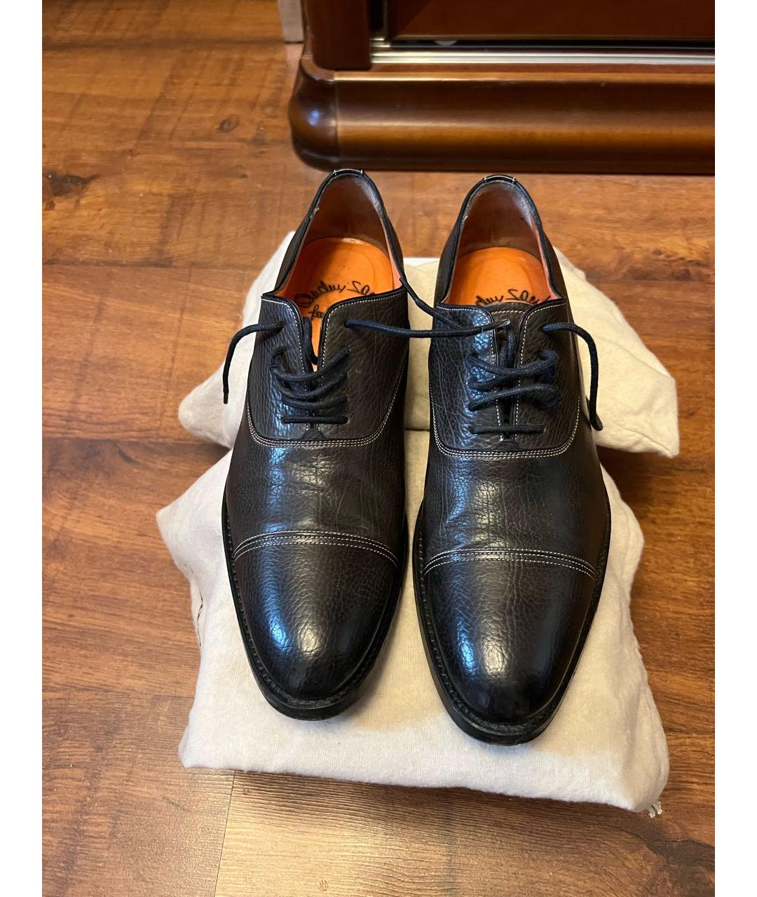 SANTONI Зеленые кожаные низкие ботинки, фото 7