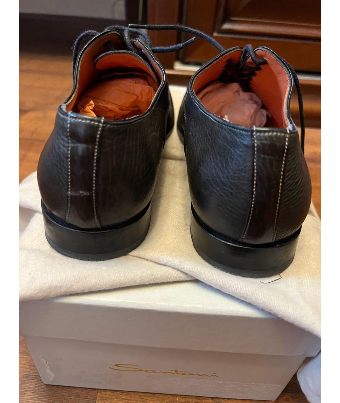 SANTONI Зеленые кожаные низкие ботинки, фото 4