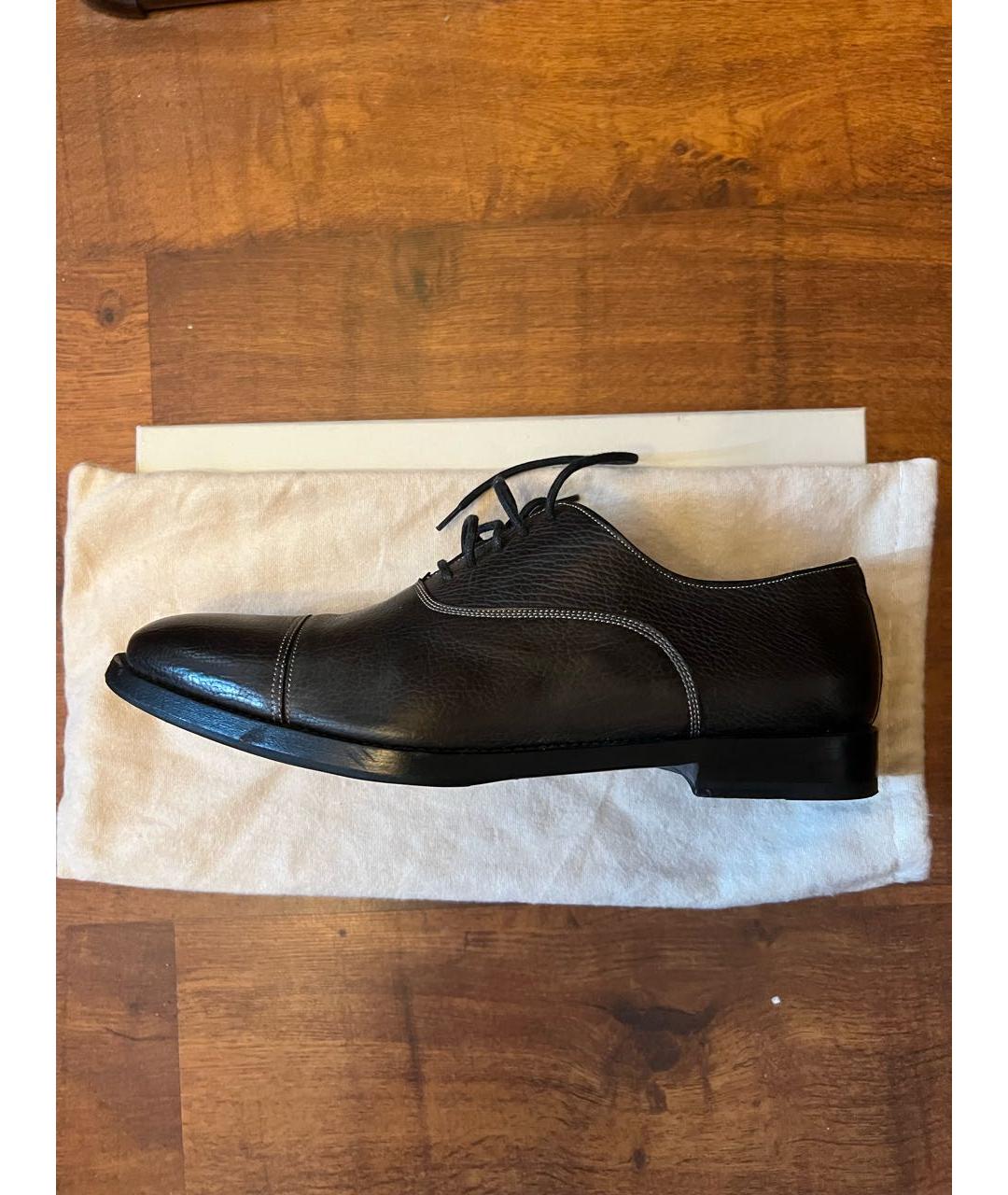 SANTONI Зеленые кожаные низкие ботинки, фото 2