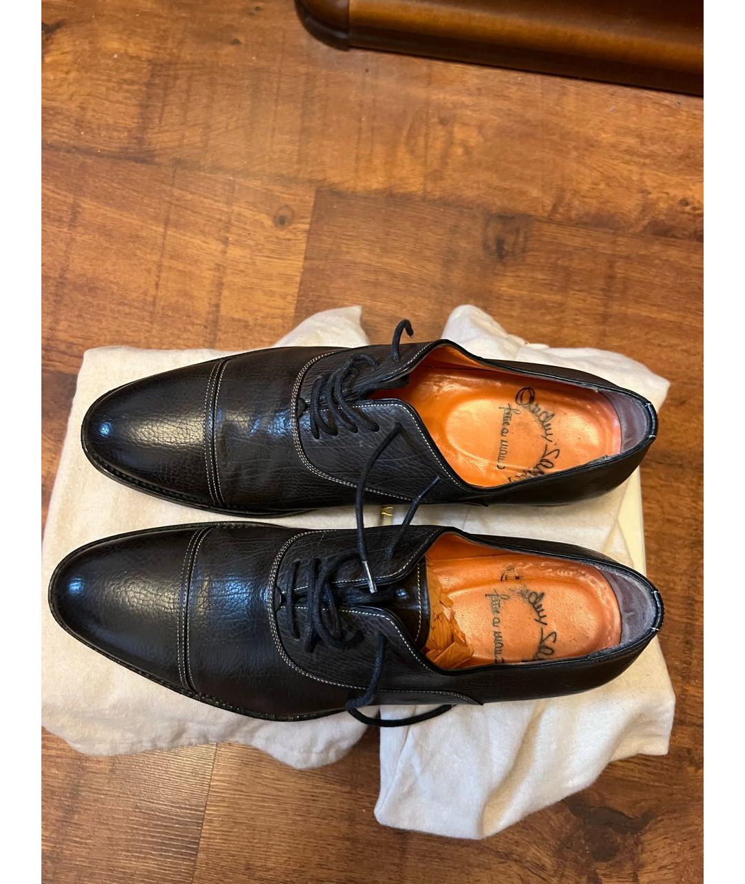 SANTONI Зеленые кожаные низкие ботинки, фото 3