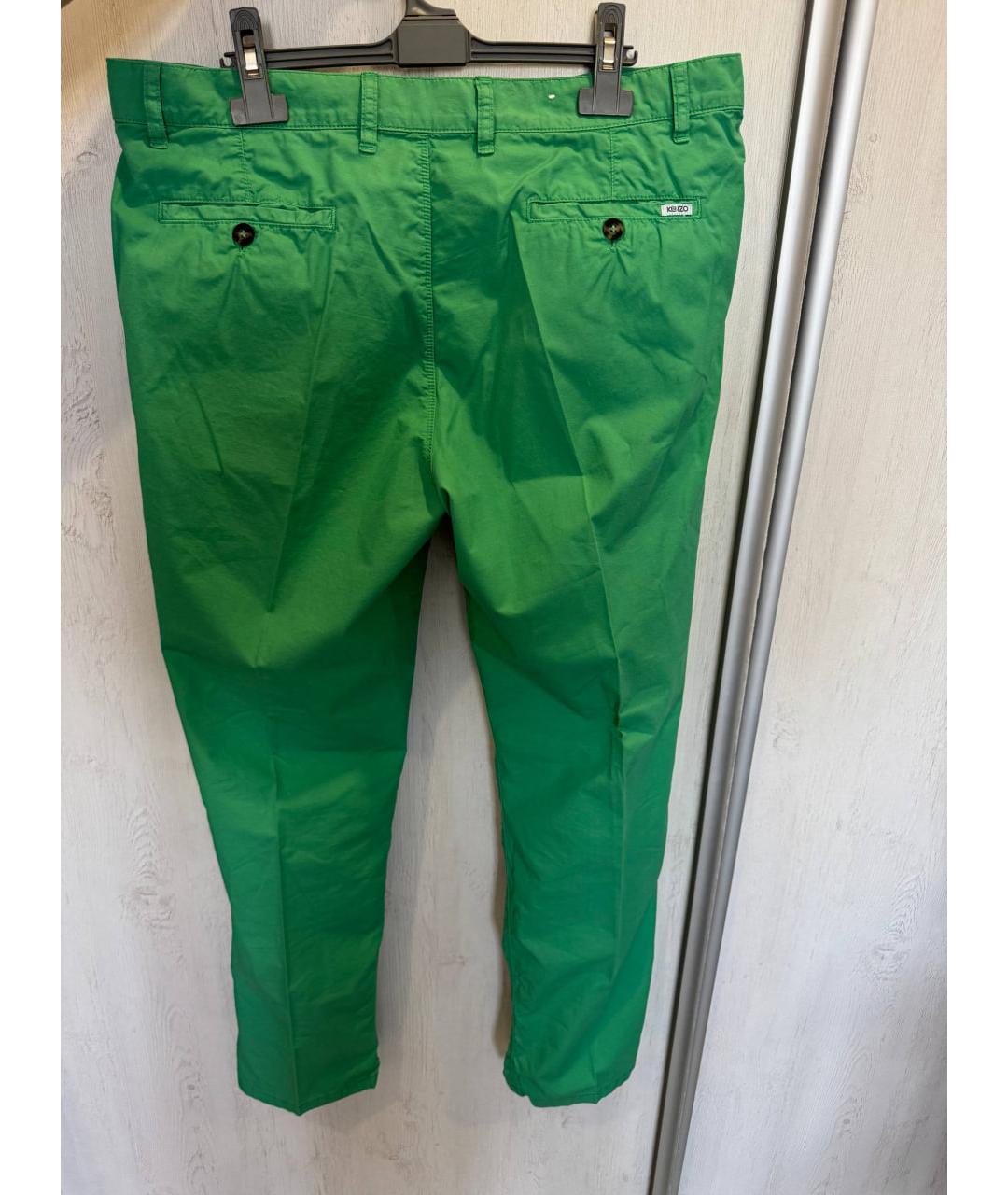 KENZO Зеленые хлопковые повседневные брюки, фото 2