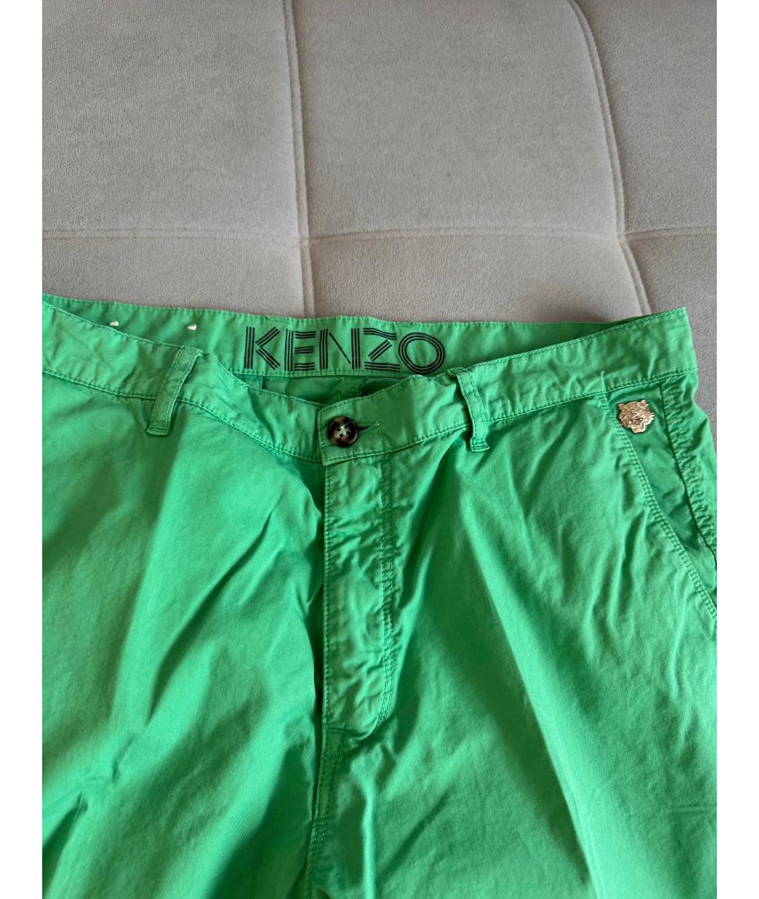 KENZO Зеленые хлопковые повседневные брюки, фото 4