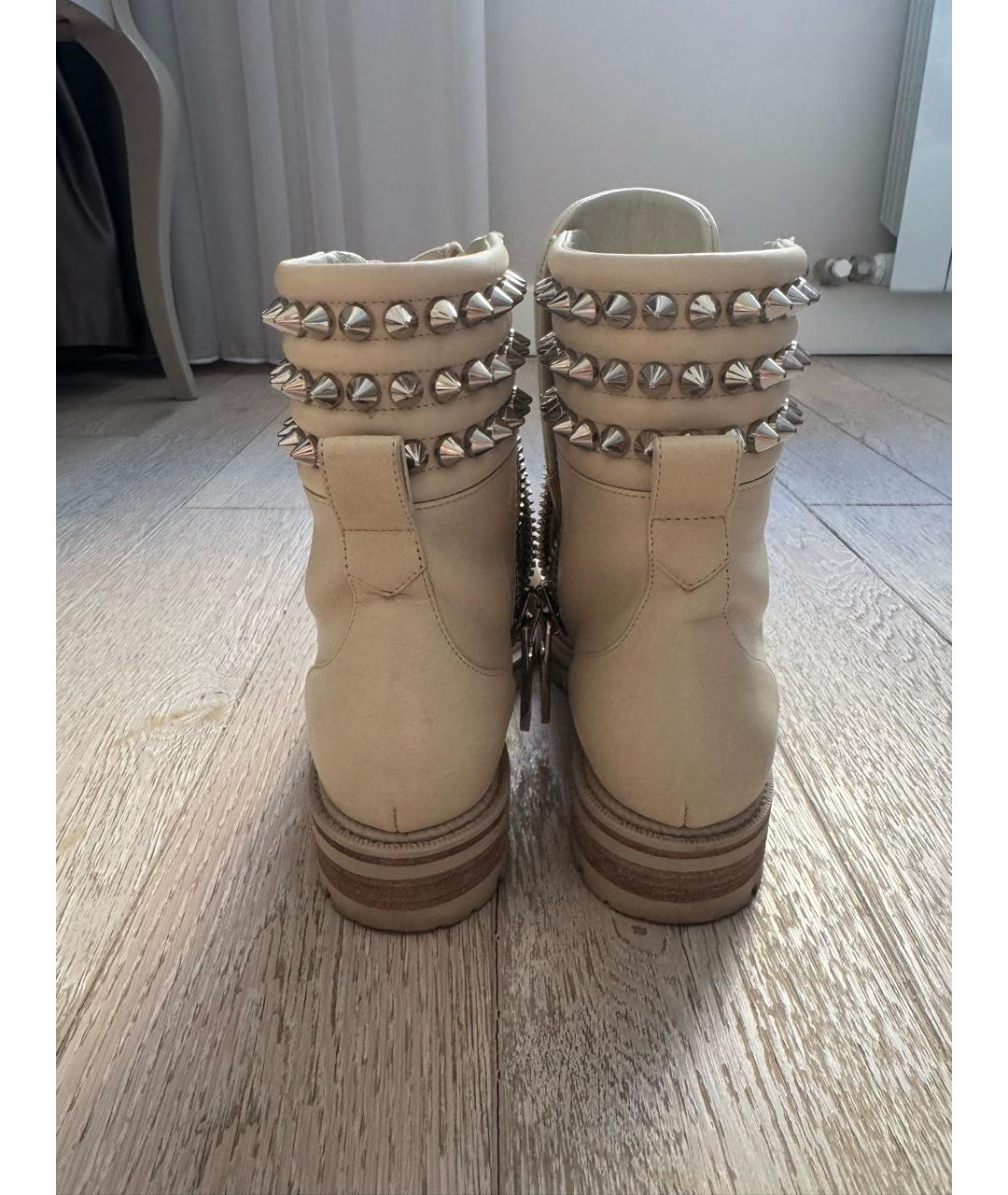 CHRISTIAN LOUBOUTIN Белые кожаные ботинки, фото 4