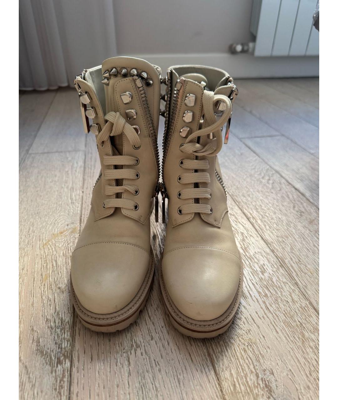 CHRISTIAN LOUBOUTIN Белые кожаные ботинки, фото 2