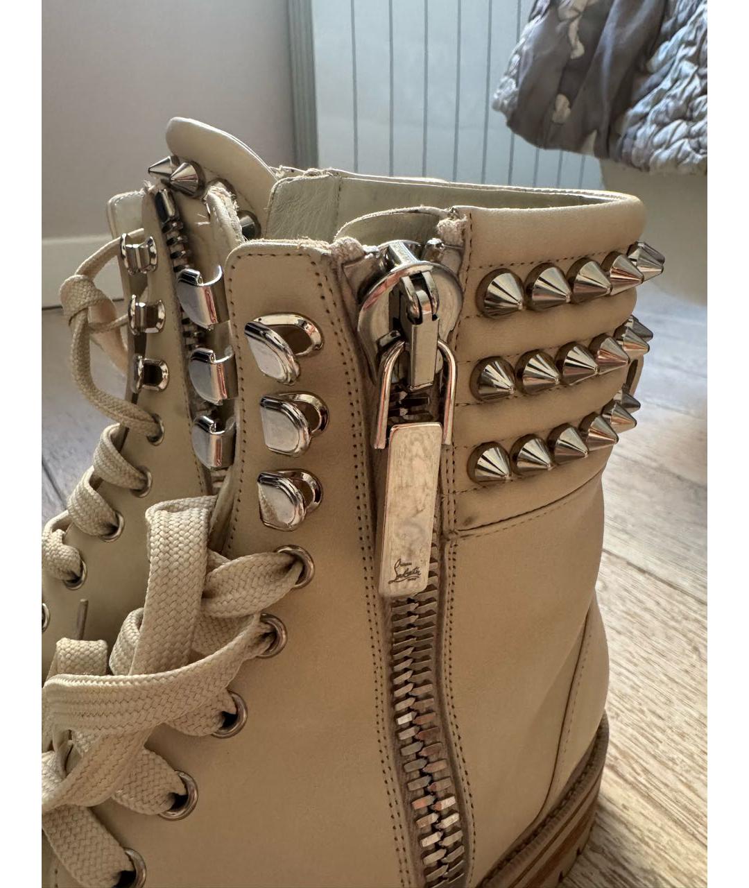 CHRISTIAN LOUBOUTIN Белые кожаные ботинки, фото 5
