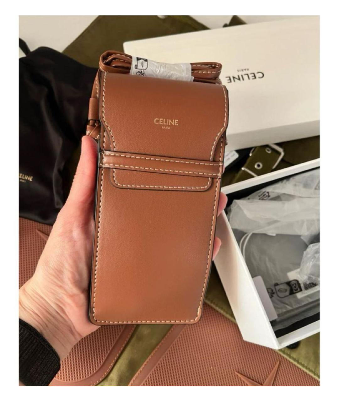 CELINE Коричневая кожаная сумка через плечо, фото 5