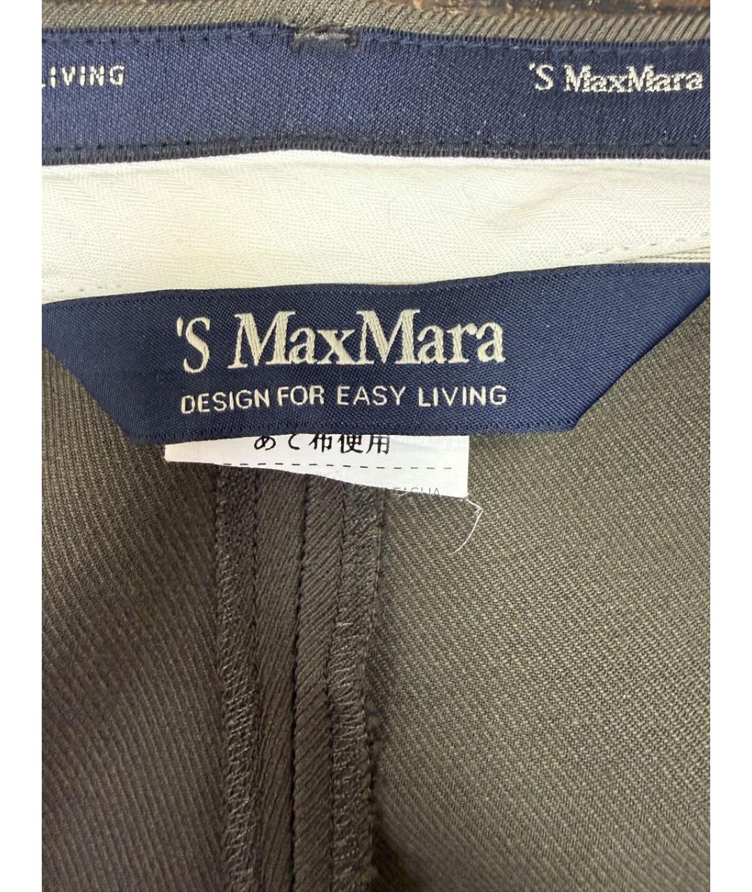 'S MAX MARA Коричневые шерстяные брюки узкие, фото 3