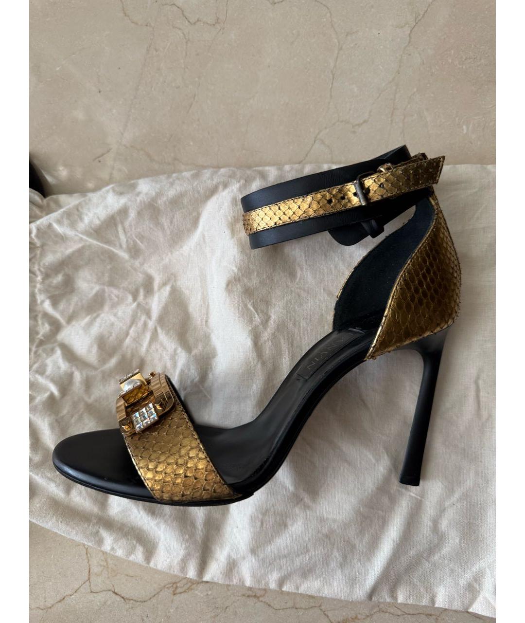 LANVIN Черные кожаные босоножки, фото 8