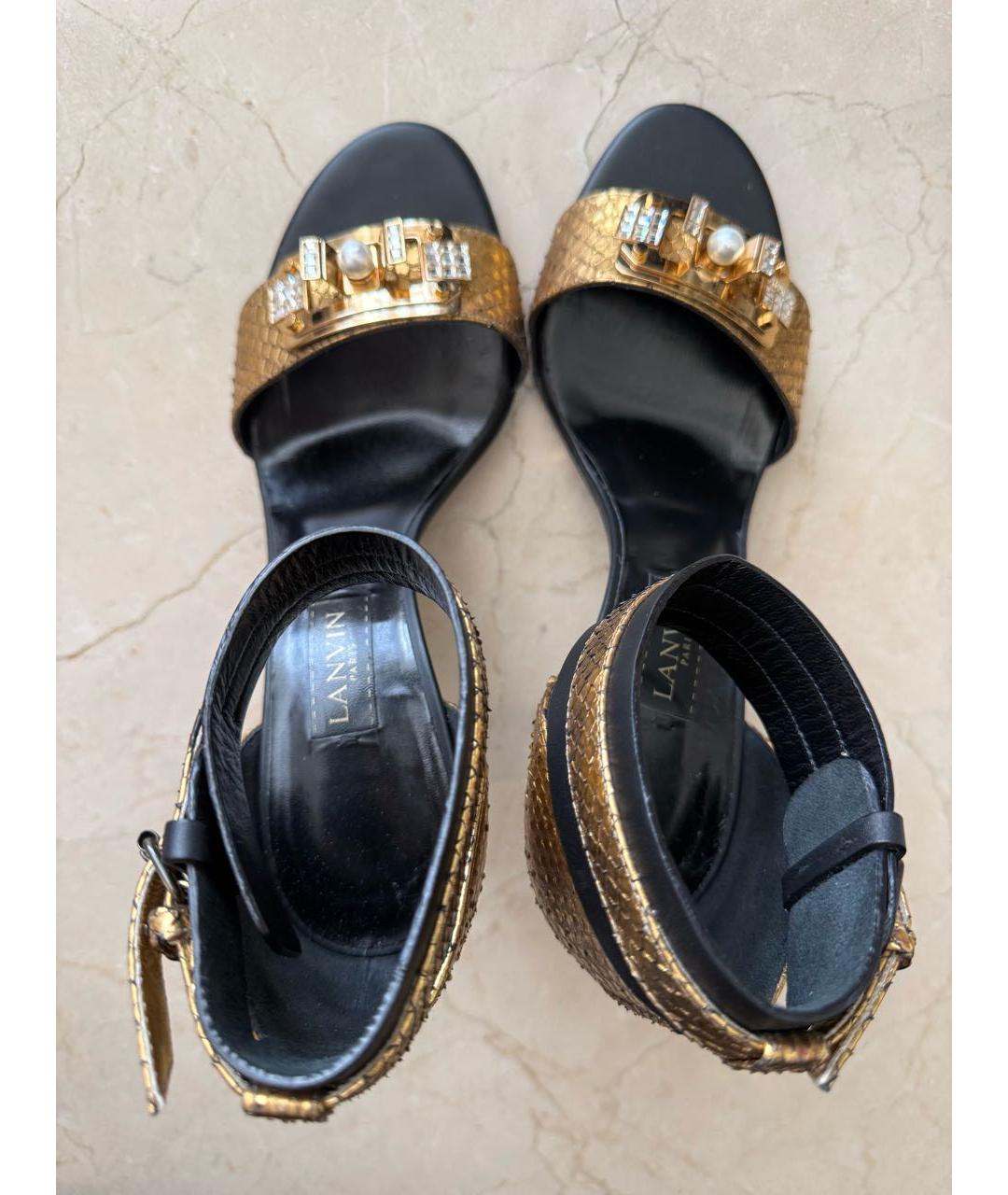 LANVIN Черные кожаные босоножки, фото 3