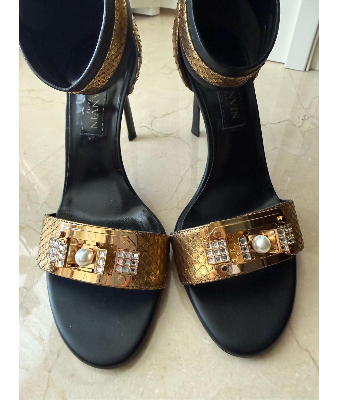 LANVIN Черные кожаные босоножки, фото 5