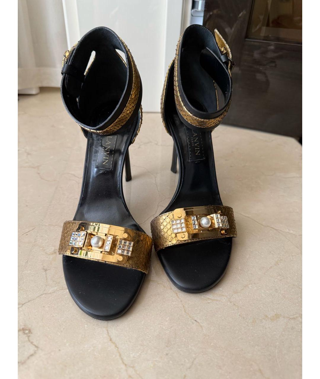 LANVIN Черные кожаные босоножки, фото 2