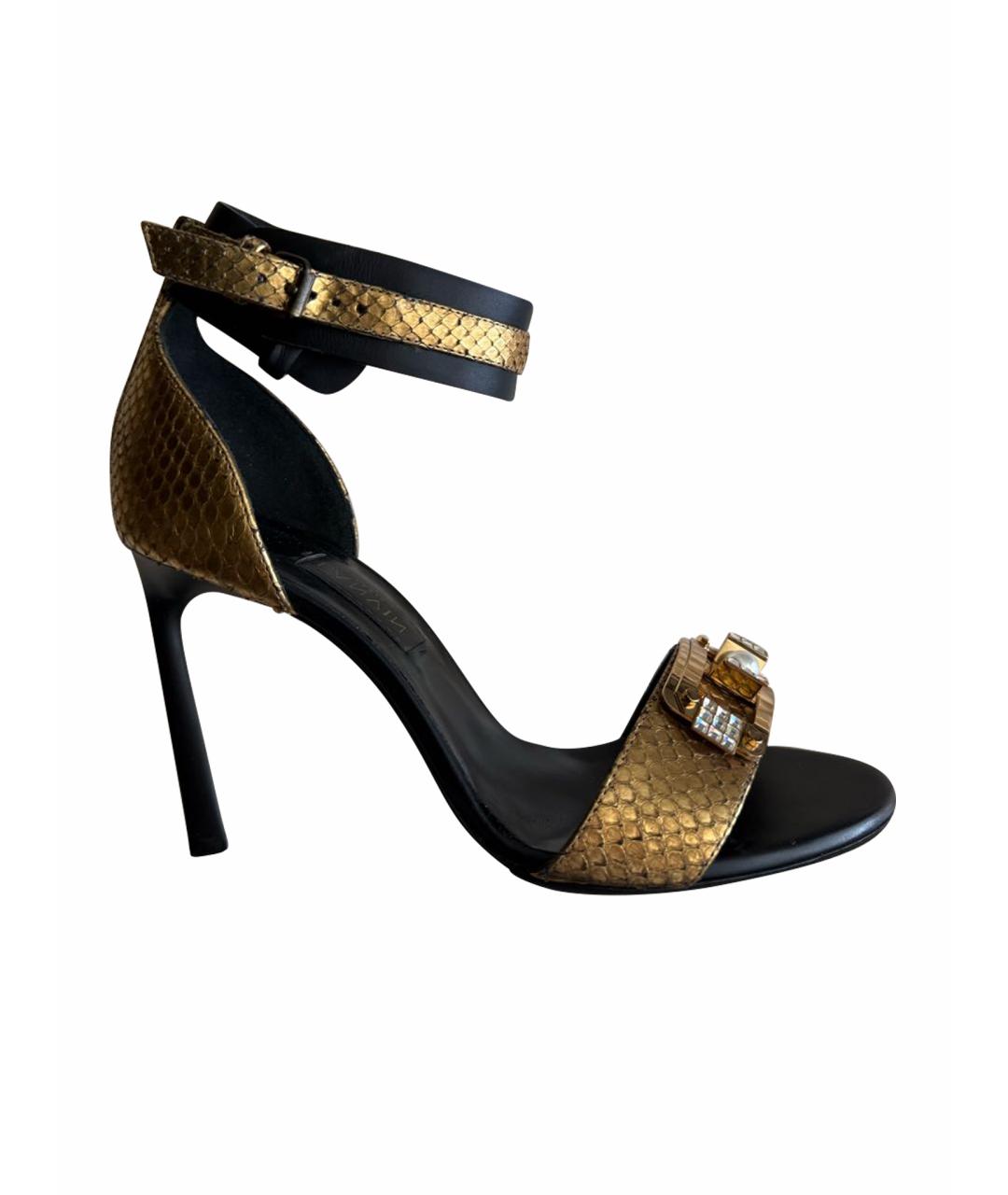 LANVIN Черные кожаные босоножки, фото 1