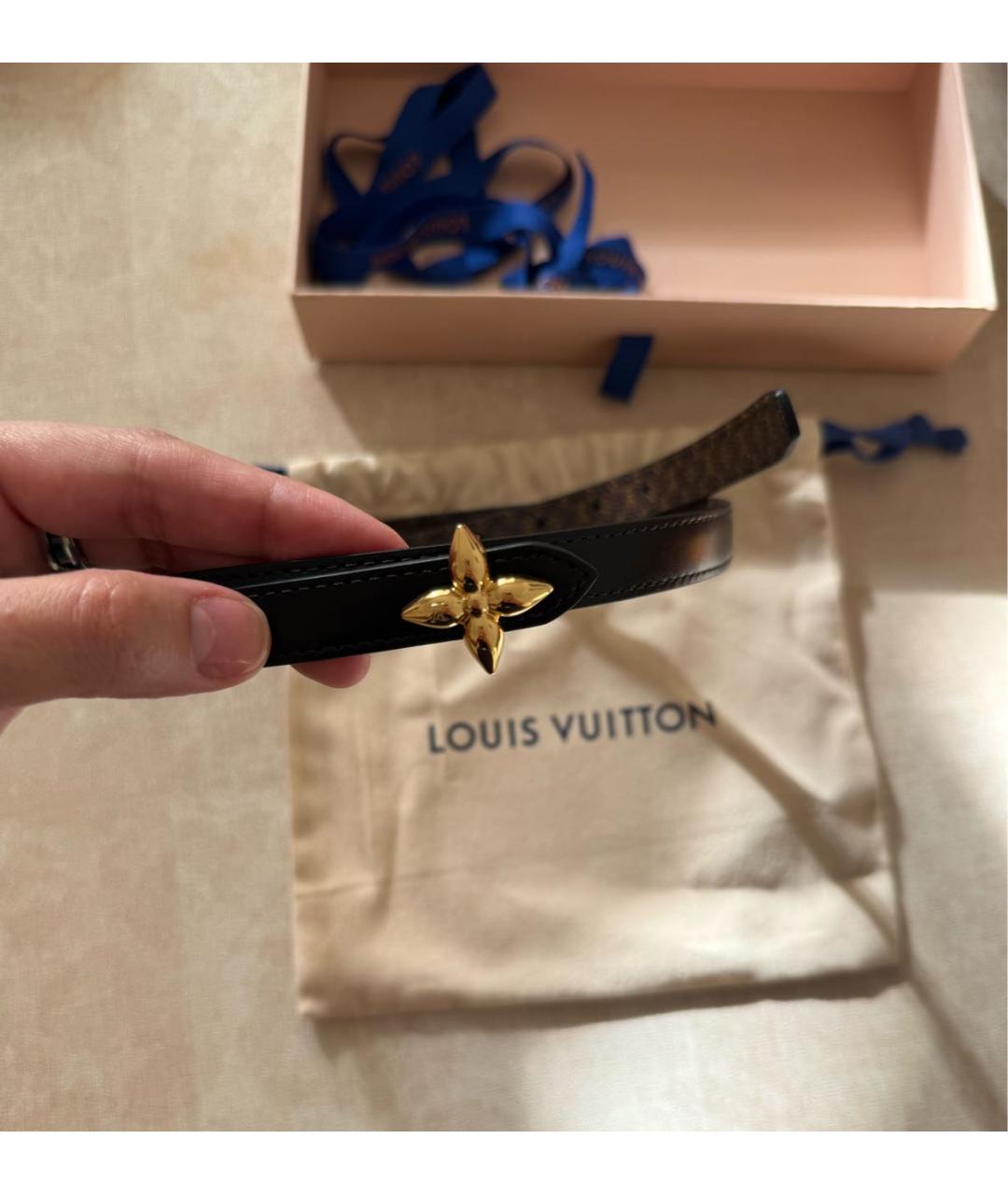 LOUIS VUITTON Черный кожаный ремень, фото 3