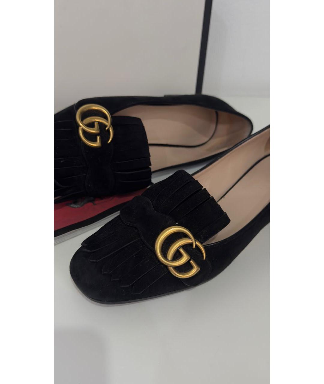 GUCCI Черные замшевые туфли, фото 5