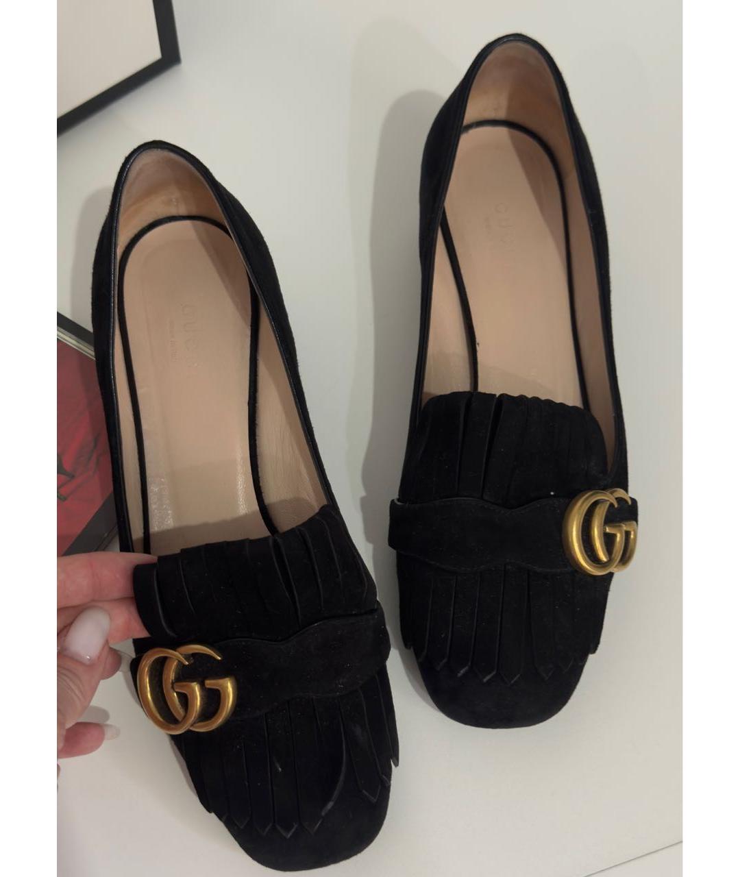 GUCCI Черные замшевые туфли, фото 6
