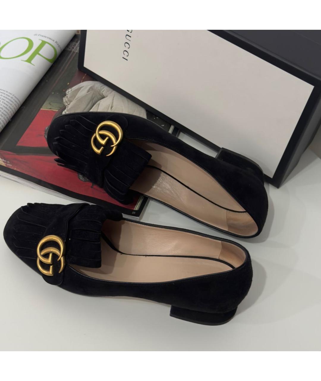 GUCCI Черные замшевые туфли, фото 2