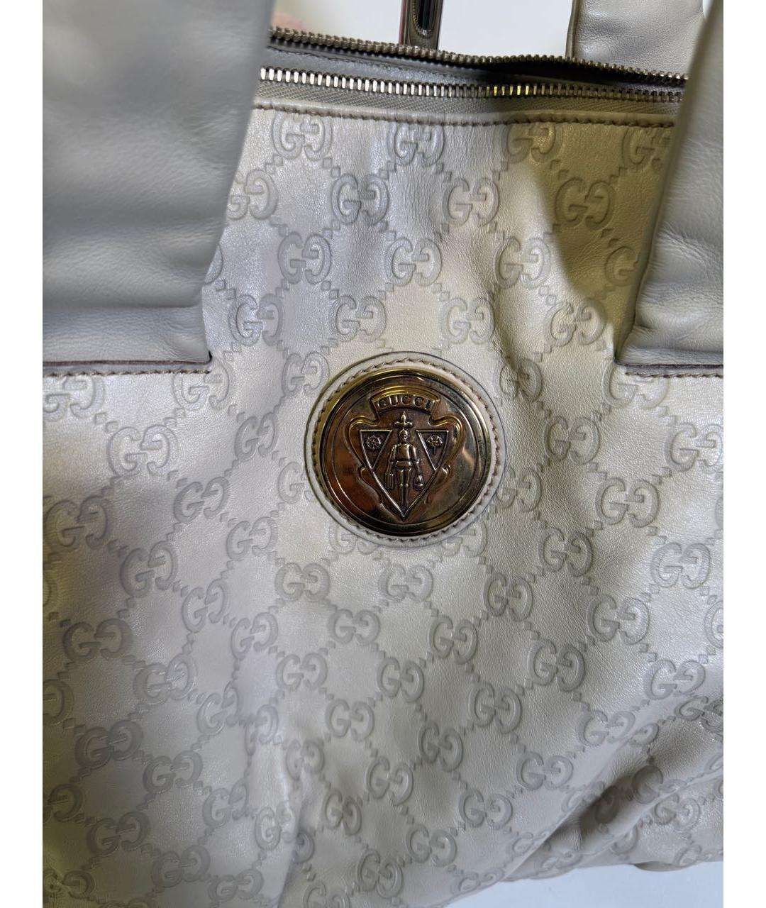 GUCCI Бежевая кожаная сумка с короткими ручками, фото 2