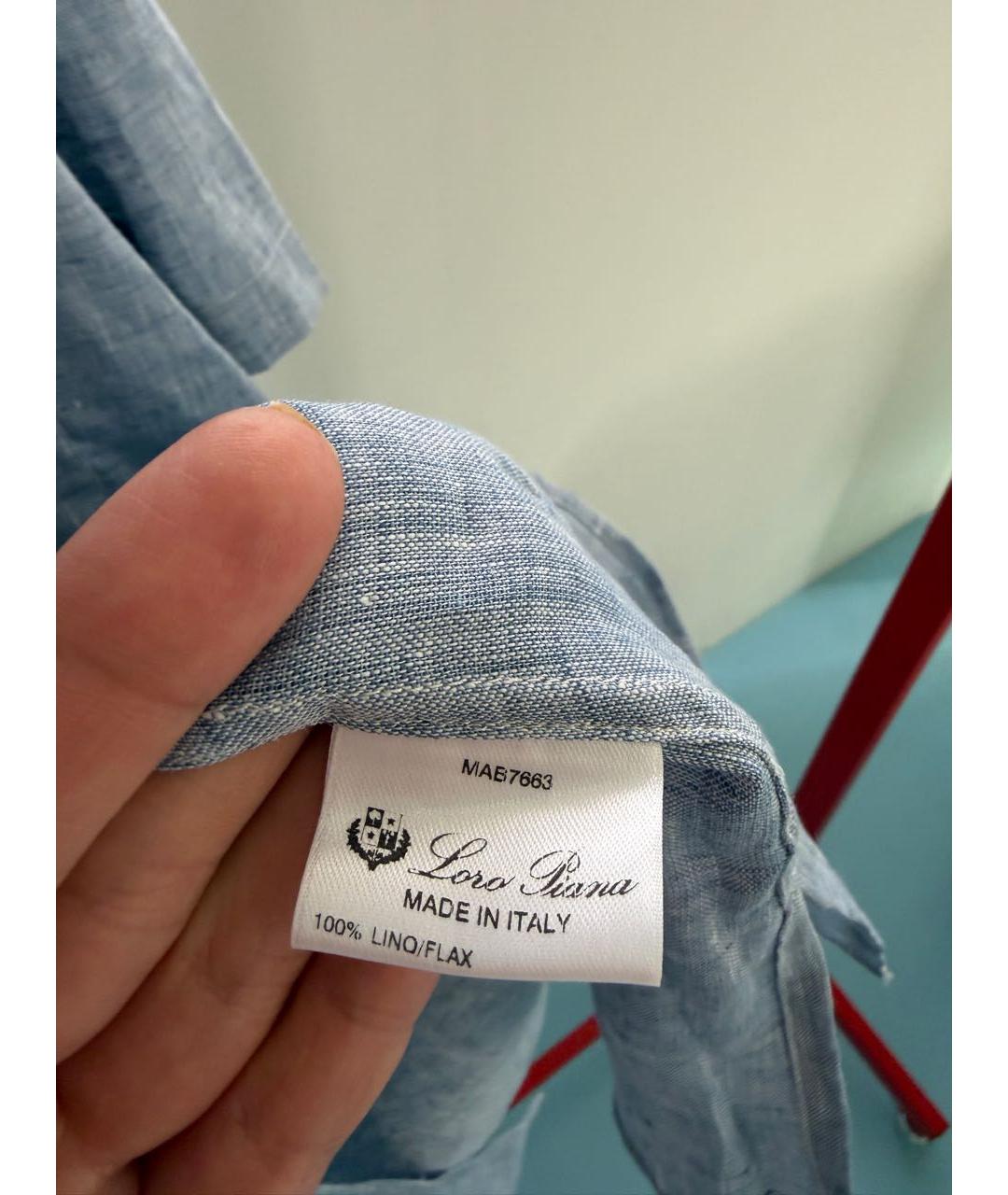 LORO PIANA Голубая льняная кэжуал рубашка, фото 4