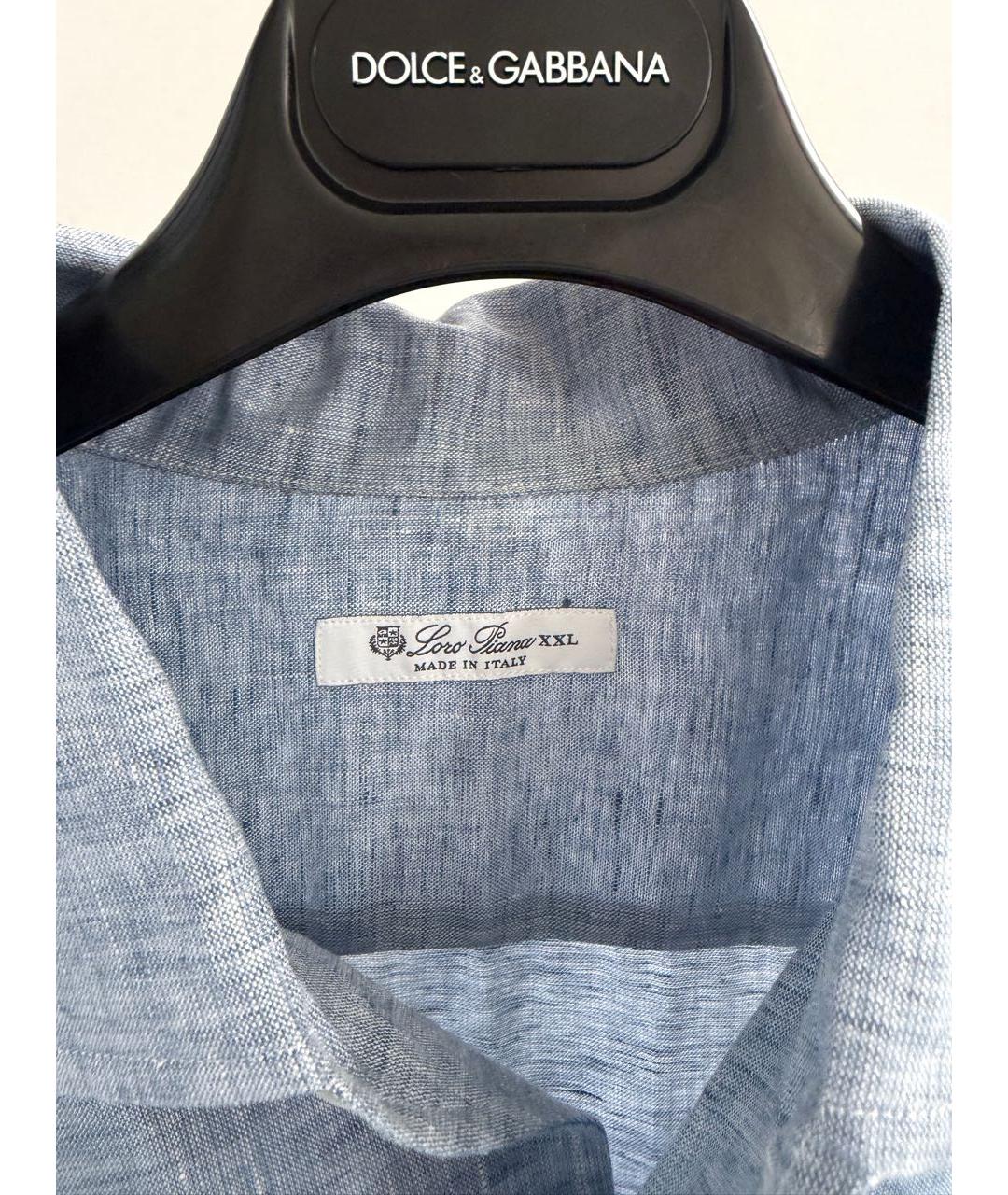 LORO PIANA Голубая льняная кэжуал рубашка, фото 3