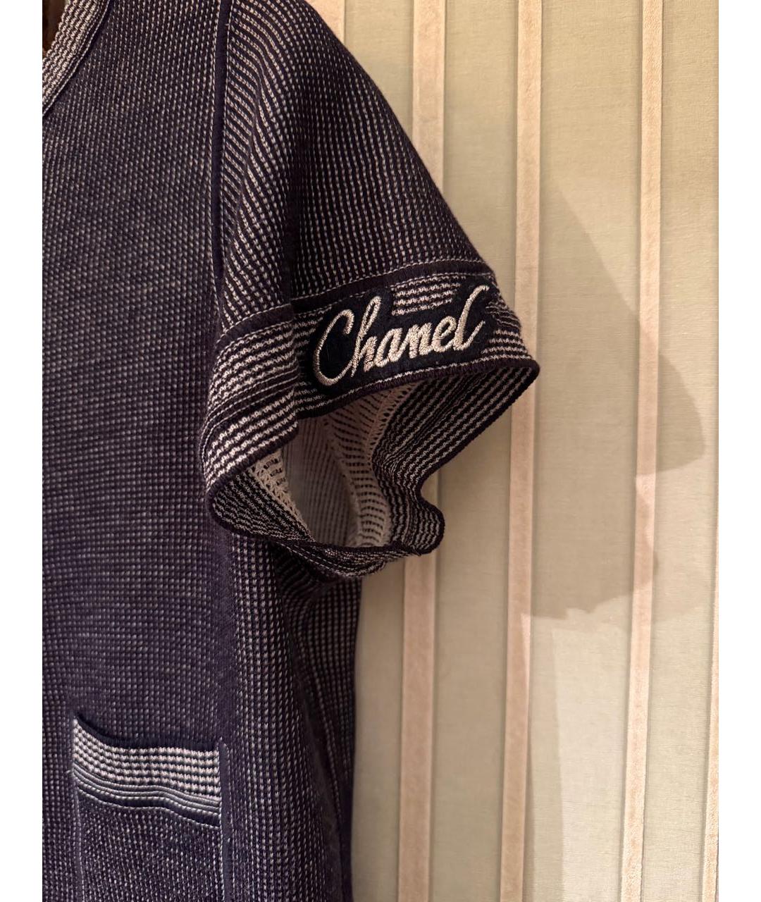 CHANEL Темно-синяя хлопковая футболка, фото 4