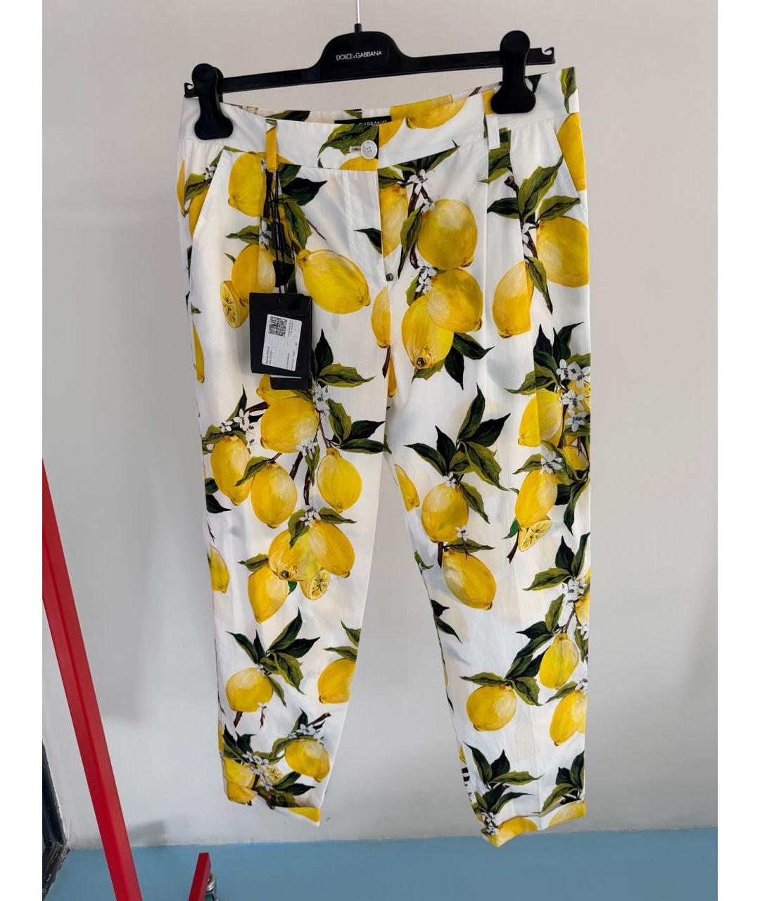 DOLCE&GABBANA Мульти хлопковые прямые брюки, фото 2