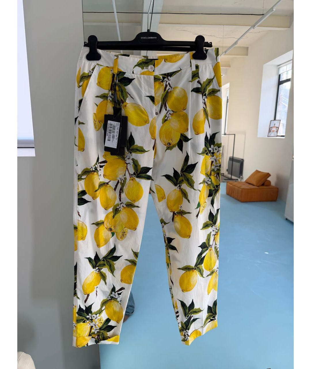 DOLCE&GABBANA Мульти хлопковые прямые брюки, фото 4