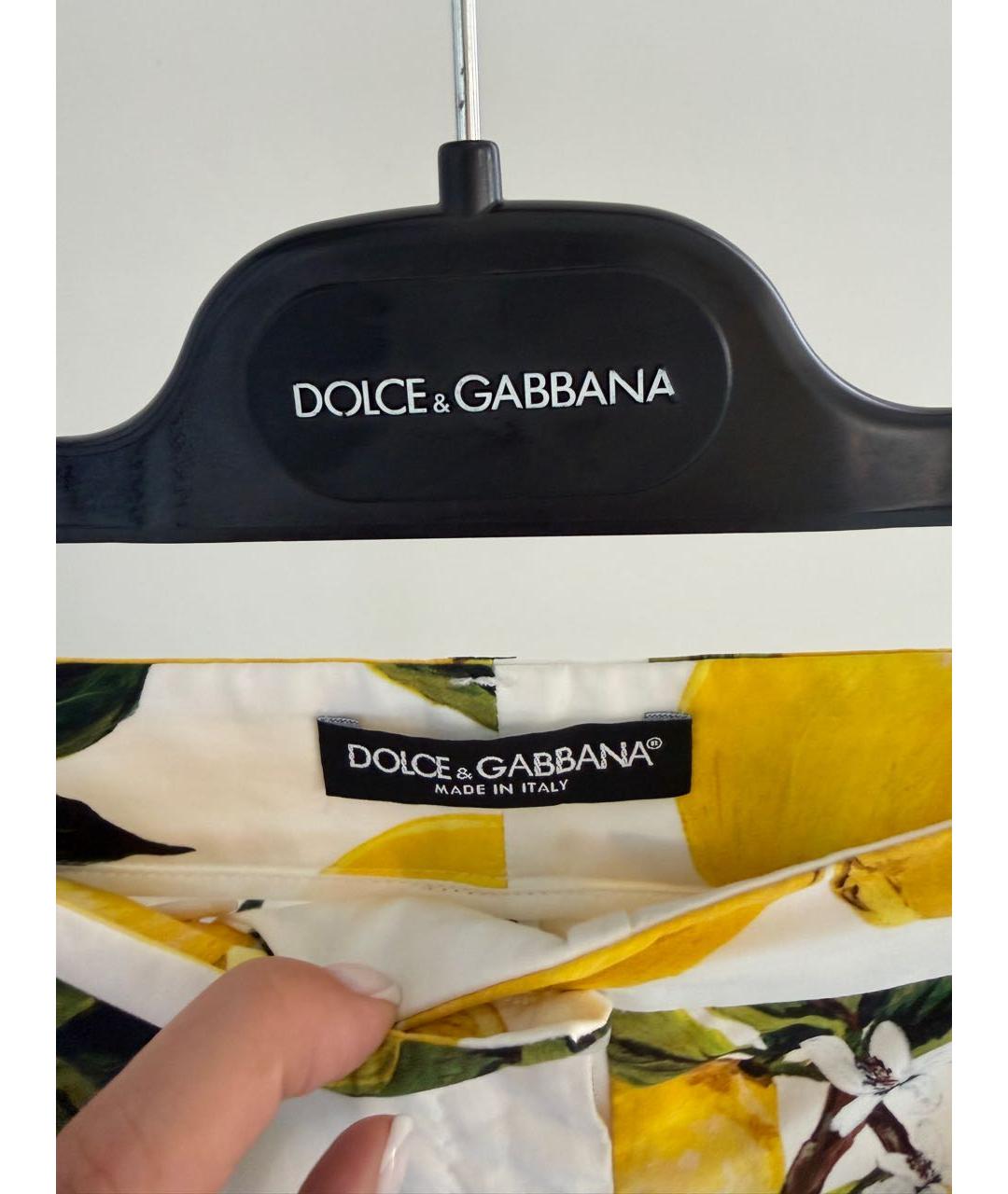 DOLCE&GABBANA Мульти хлопковые прямые брюки, фото 3