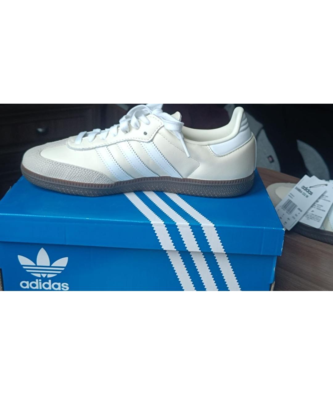 ADIDAS Бежевые кожаные кеды, фото 6