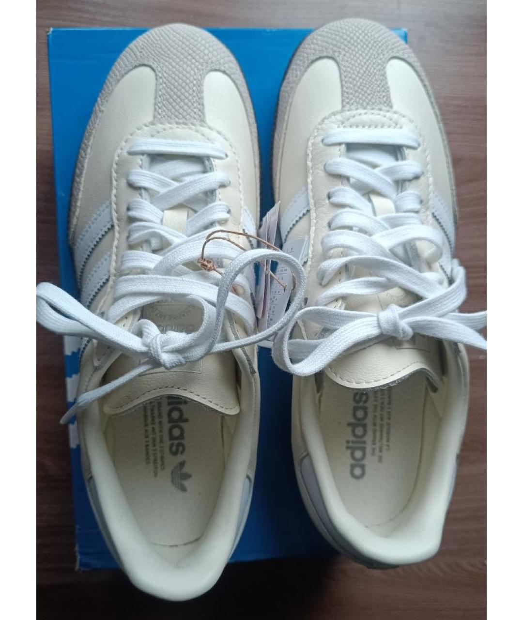 ADIDAS Бежевые кожаные кеды, фото 3