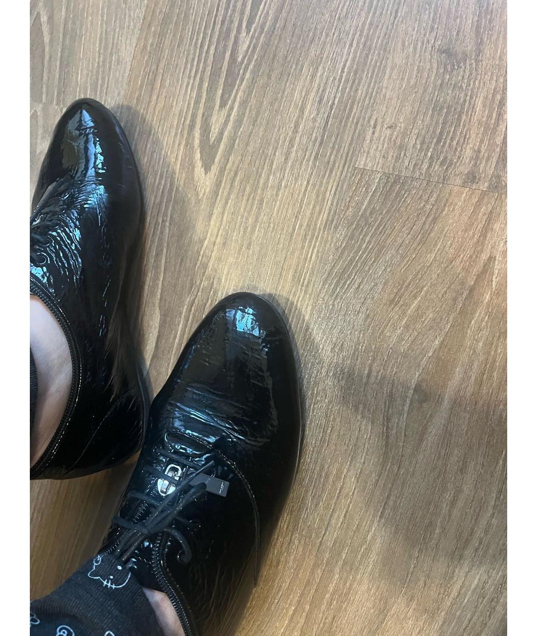 SAINT LAURENT Черные брогги и оксфорды из лакированной кожи, фото 5
