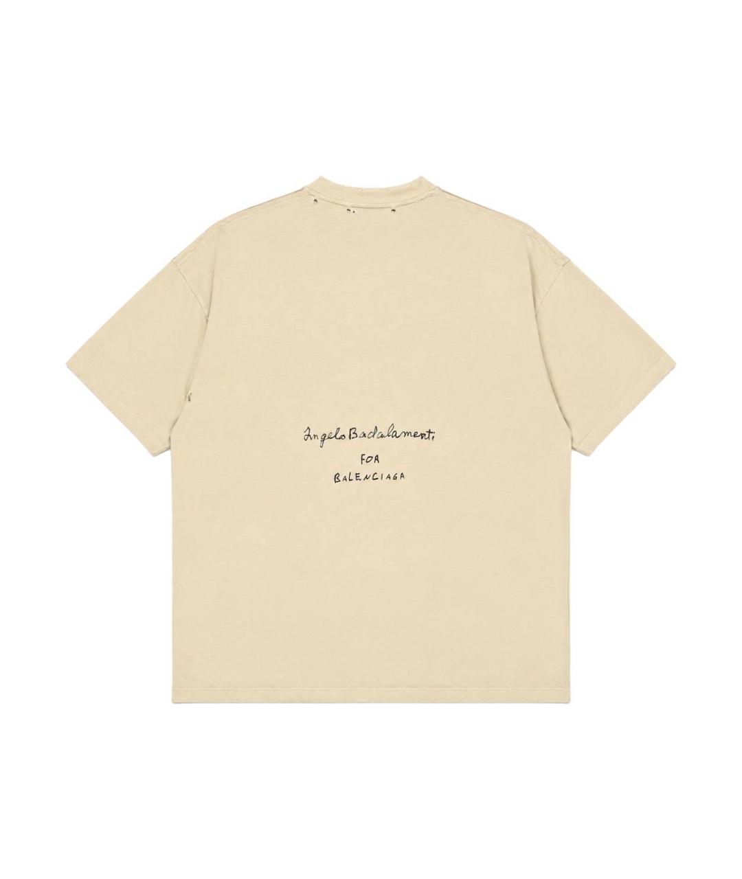BALENCIAGA Бежевая хлопковая футболка, фото 3