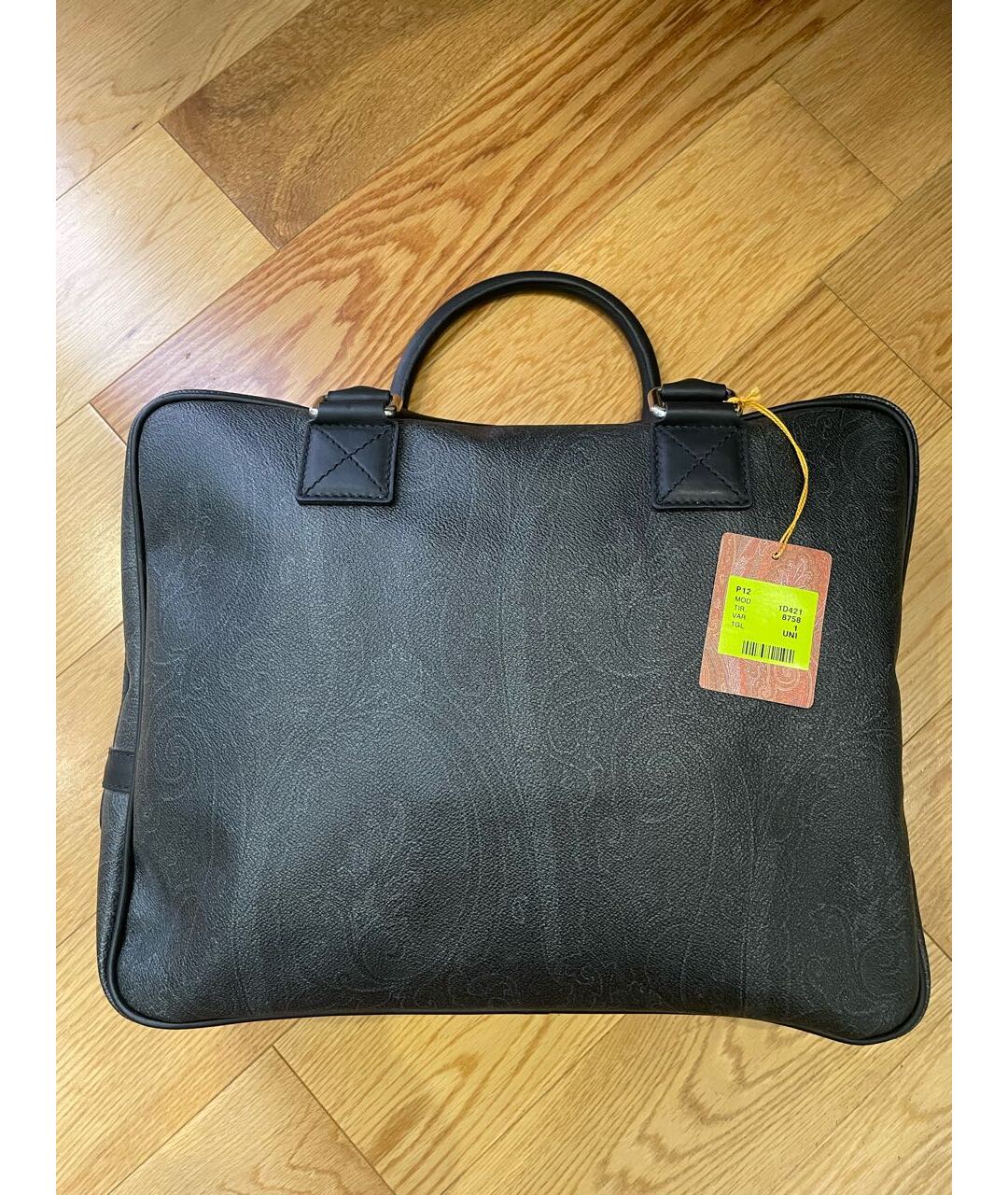 ETRO Антрацитовый кожаный портфель, фото 4