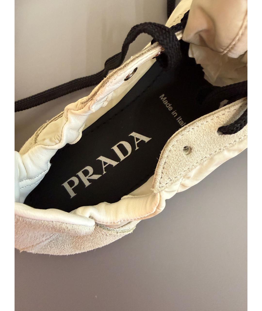 PRADA Бежевые текстильные кроссовки, фото 7