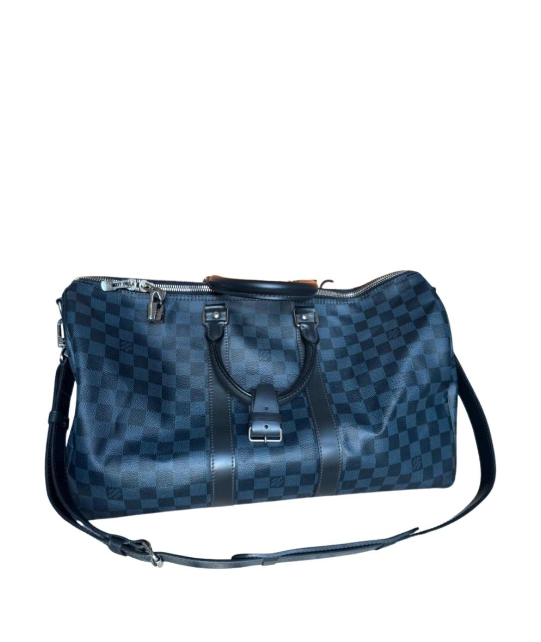 LOUIS VUITTON Темно-синяя кожаная дорожная/спортивная сумка, фото 1