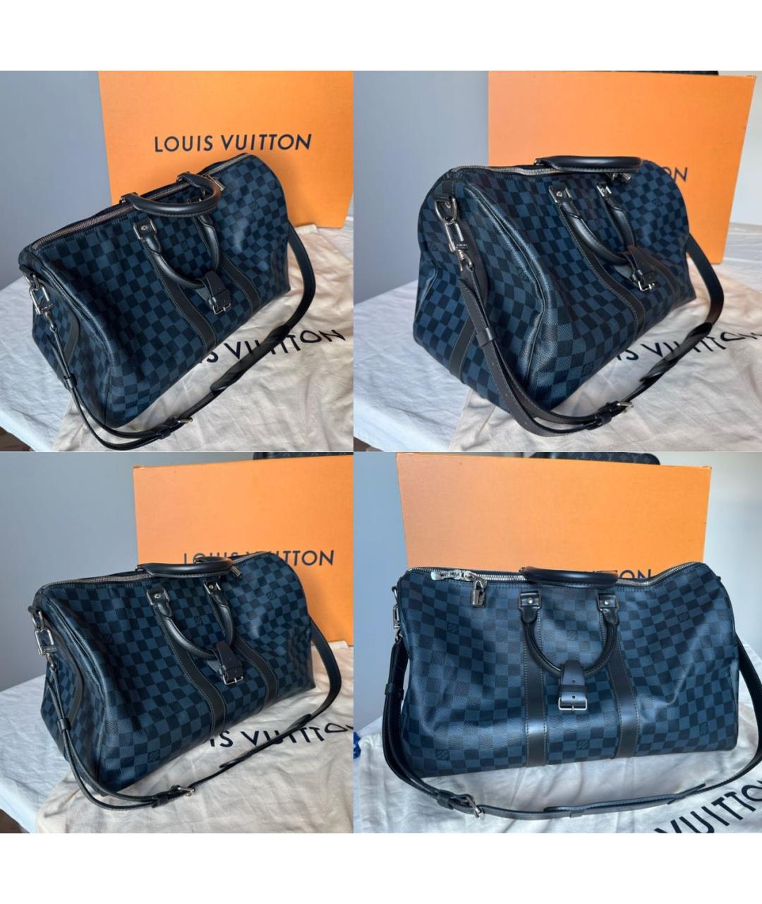 LOUIS VUITTON Темно-синяя кожаная дорожная/спортивная сумка, фото 5