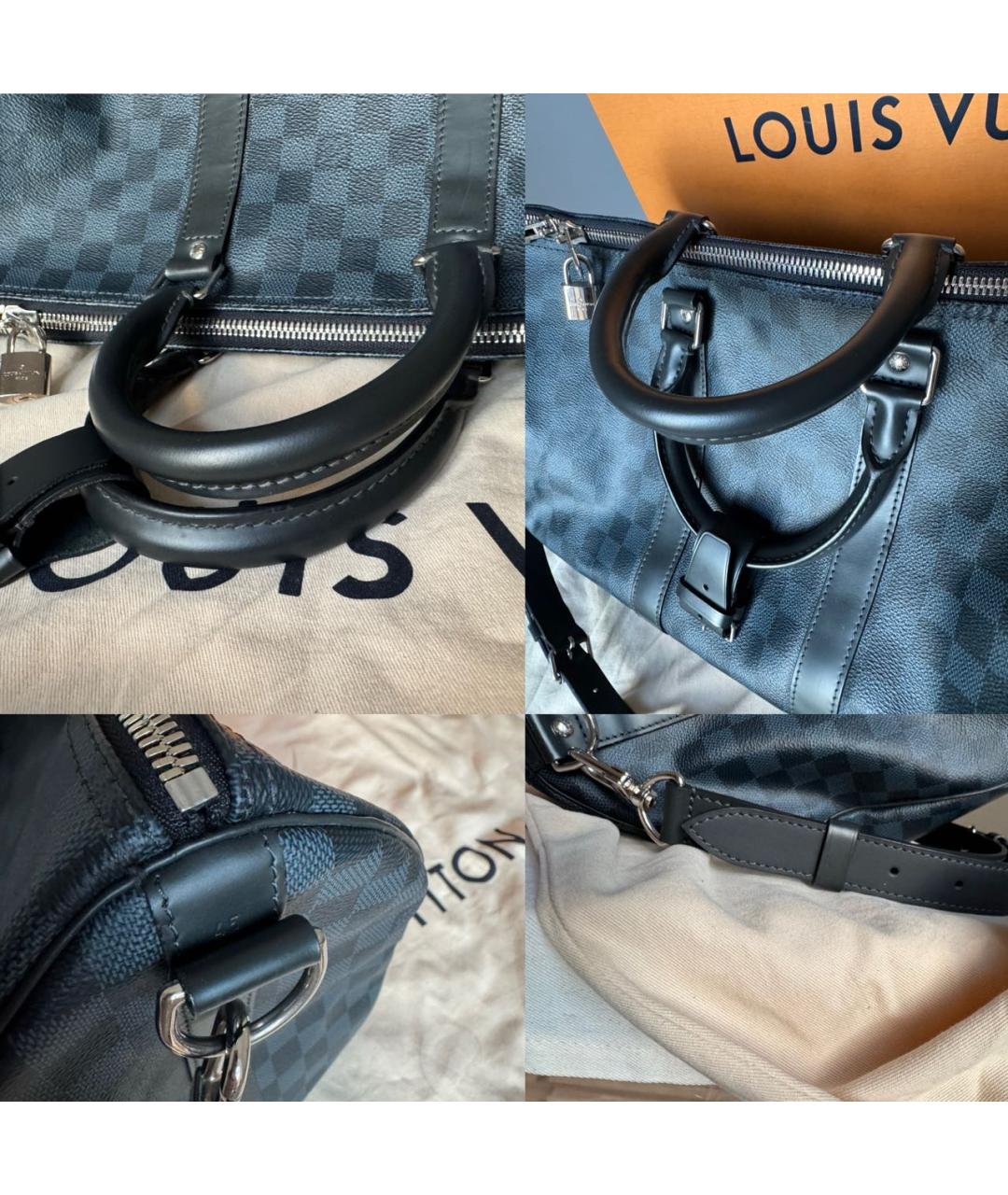 LOUIS VUITTON Темно-синяя кожаная дорожная/спортивная сумка, фото 6