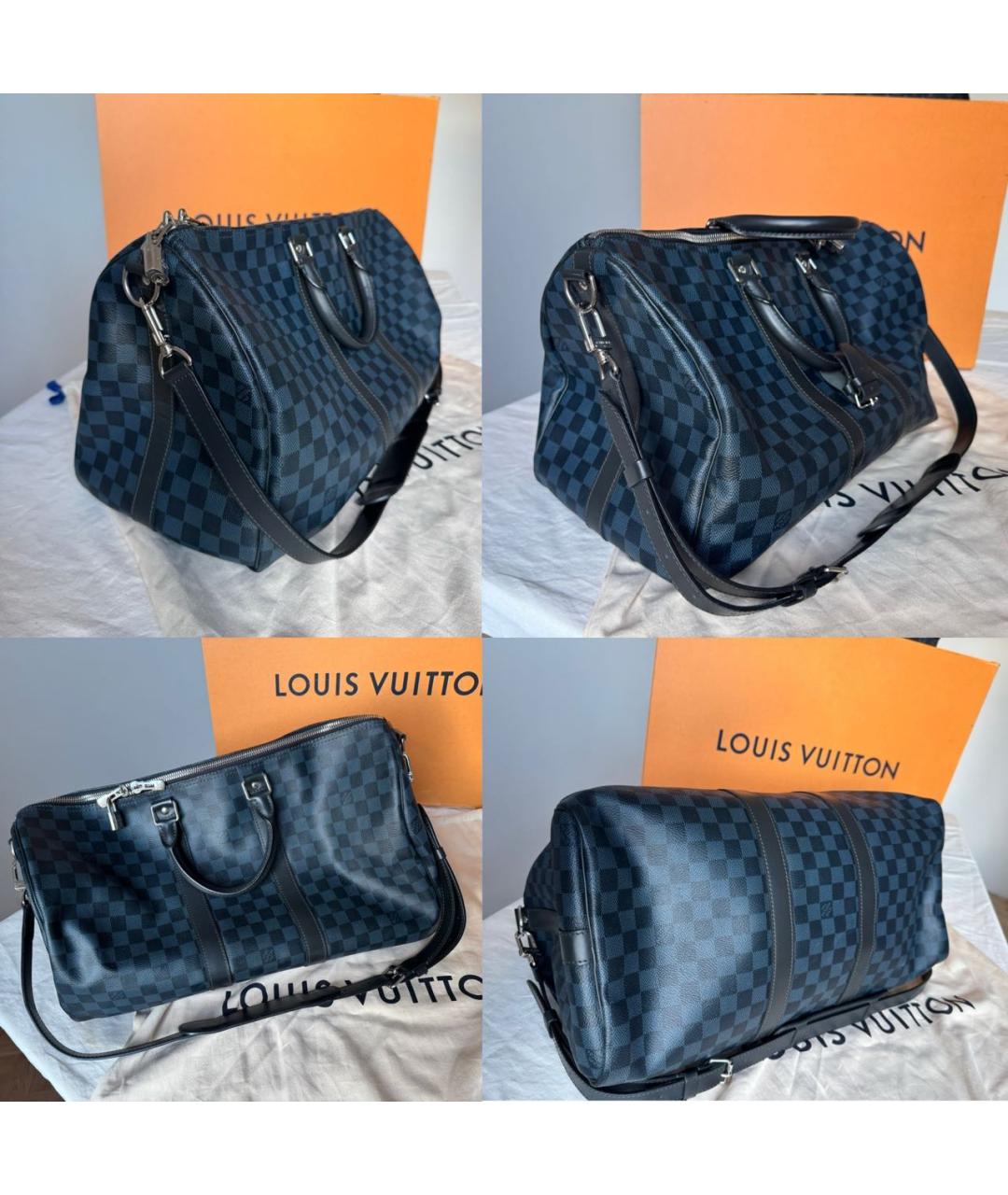 LOUIS VUITTON Темно-синяя кожаная дорожная/спортивная сумка, фото 8