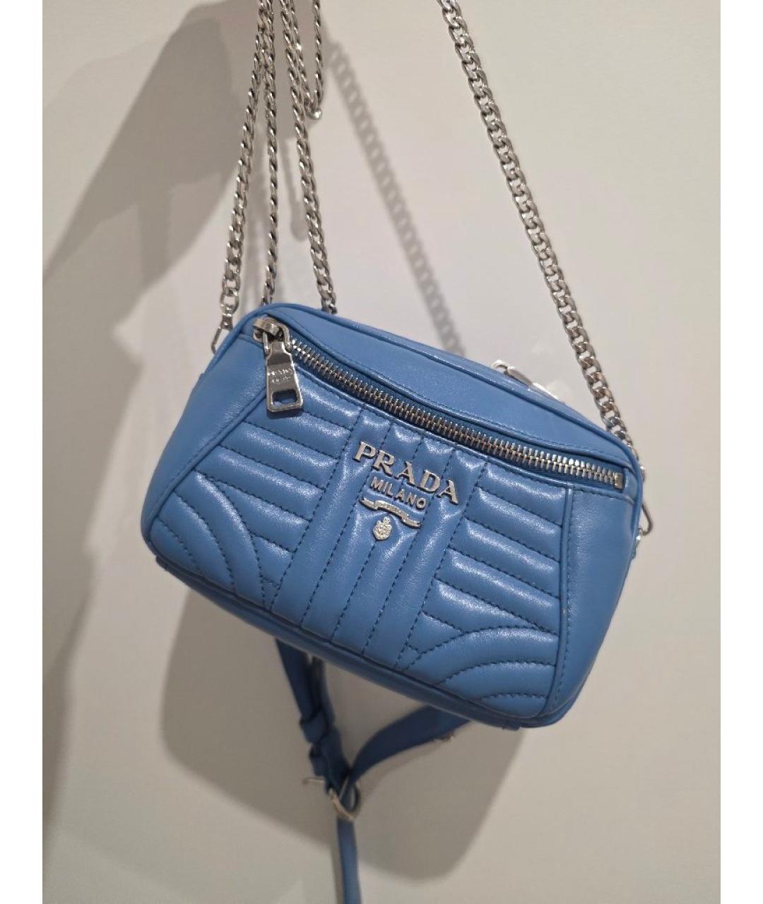 PRADA Голубая кожаная сумка через плечо, фото 7